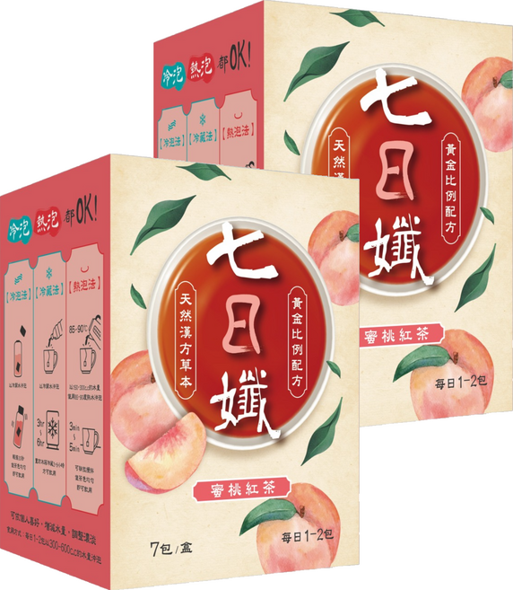Dr.C Biotech 家家生醫 七日孅 蜜桃紅茶 7個裝, 4g, 2個