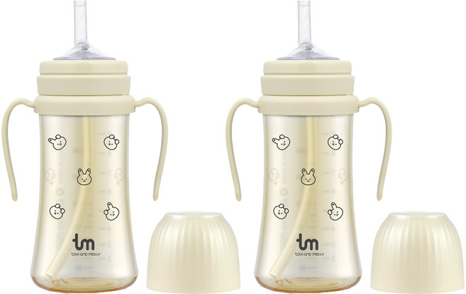 토비앤몰리 돗바니 PPSU 빨대컵, 280ml, 2개, 돗바니 화이트