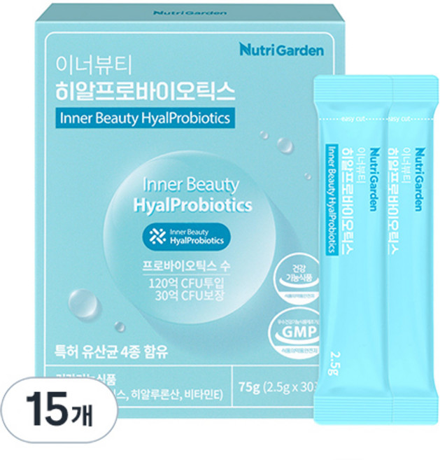 뉴트리가든 이너뷰티 히알 프로바이오틱스 유산균 30p, 15개