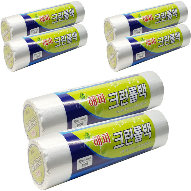 해피크린 식품 포장용 롤백 대 30cm x 40cm, 대(L), 200개입, 6개