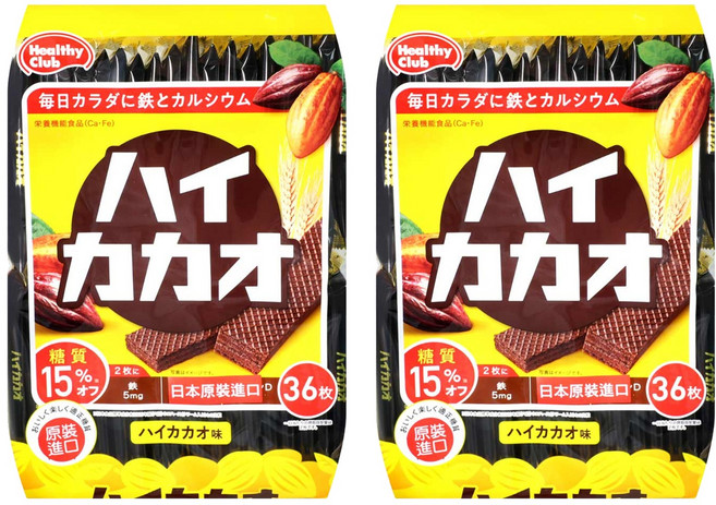 Healthy Club 威化餅乾 濃可可風味 36包, 252g, 2袋