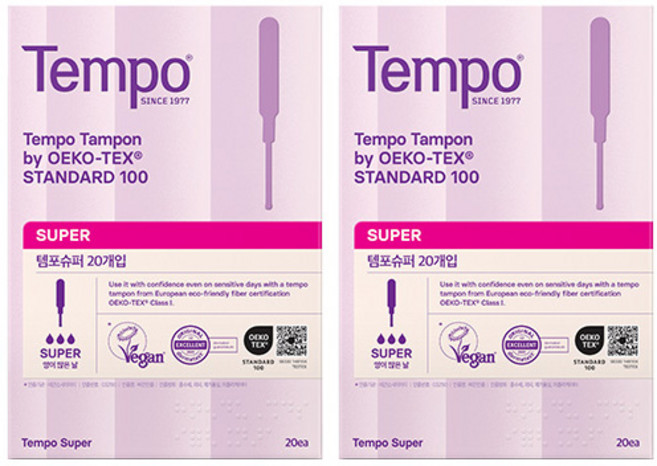 템포 오리지널 탐폰, 슈퍼, 20개입, 2개