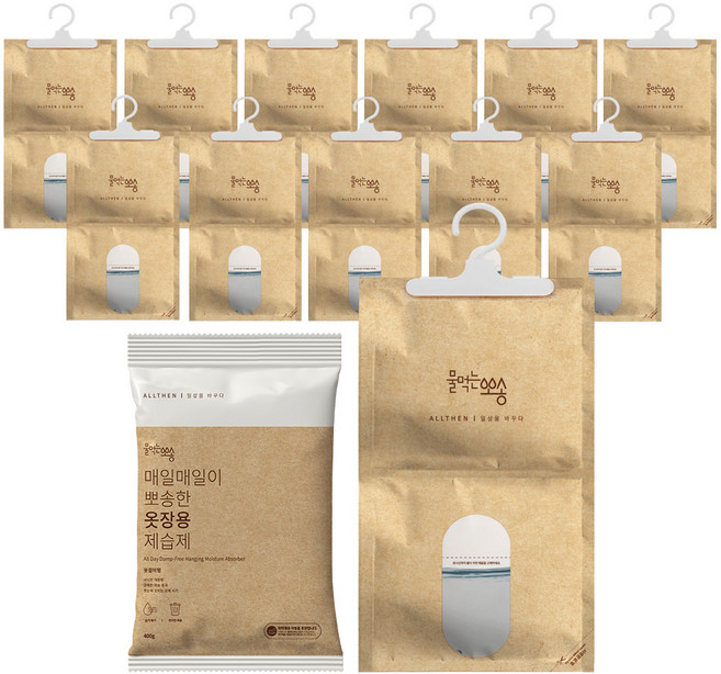 물먹는뽀송 매일매일이 뽀송한 옷장용 옷걸이형 제습제 본품, 400g, 12개
