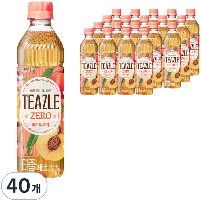 티즐 제로 피치우롱티, 500ml, 40개