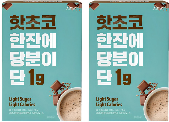 알티스트 핫초코 한잔에 당분이 단 1g, 15g, 10개입, 2개