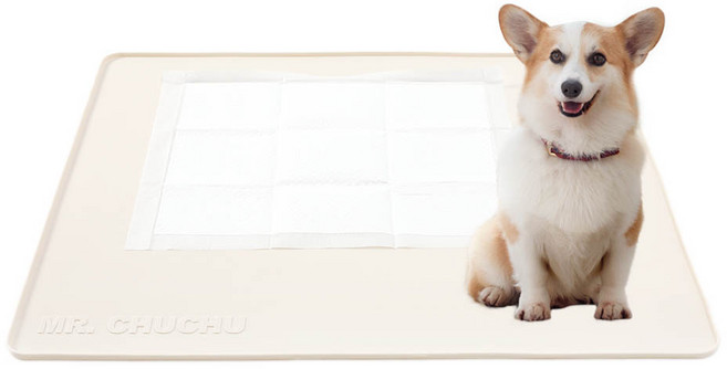 미스터추추 반려동물 논슬립 실리콘 배변매트 대형, 베이지, 1개