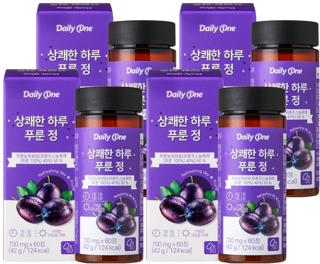 데일리원 상쾌한 하루 푸룬 정, 60정, 4개