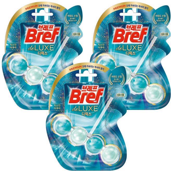 브레프 디럭스 변기세정제 자스민 아쿠아, 50g, 3개