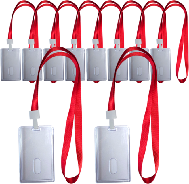 오피스연 사원증 카드 목걸이, 10개, 레드