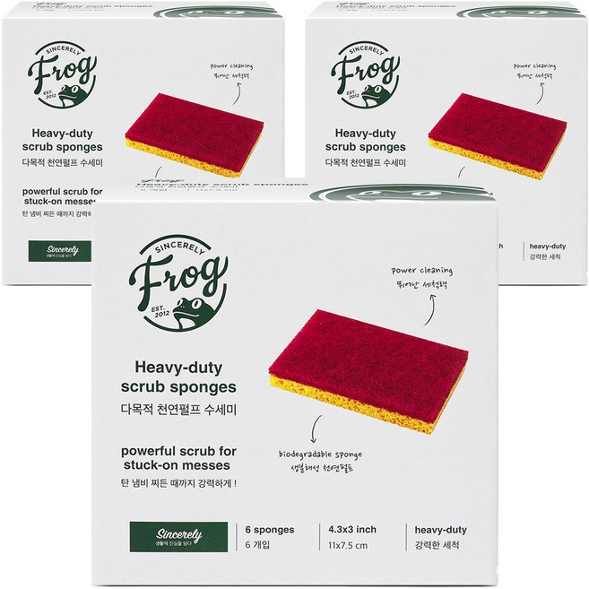 프로그 다목적 천연펄프 수세미, 6개입, 3개