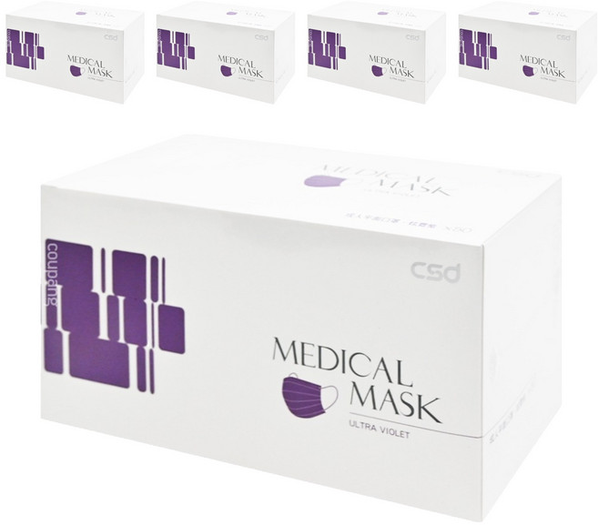 CSD 中衛 成人平面醫療口罩, 炫霓紫, 5盒, 50片