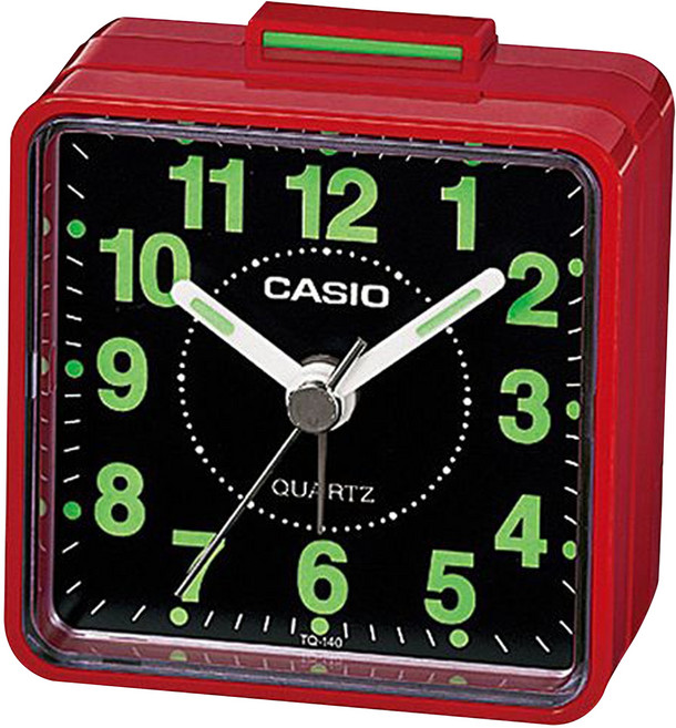 CASIO 卡西歐 方形小鬧鐘 TQ-140-4DF, 紅色黑面