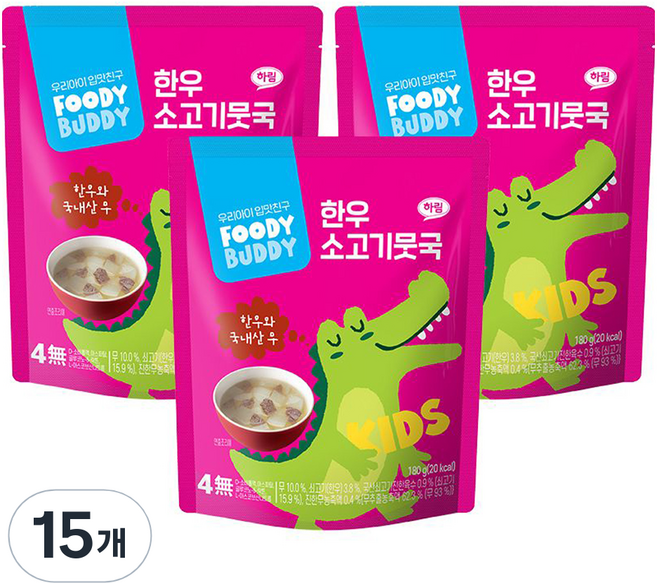 푸디버디 한우 소고기 뭇국, 180g, 15개