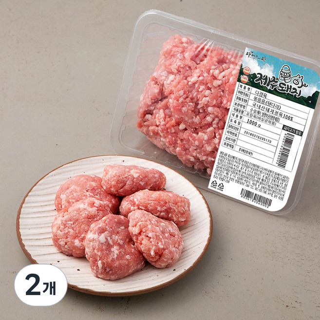 파머스팩 제주 돼지 뒷다리 다짐육 볶음용 (냉장), 1kg, 2개