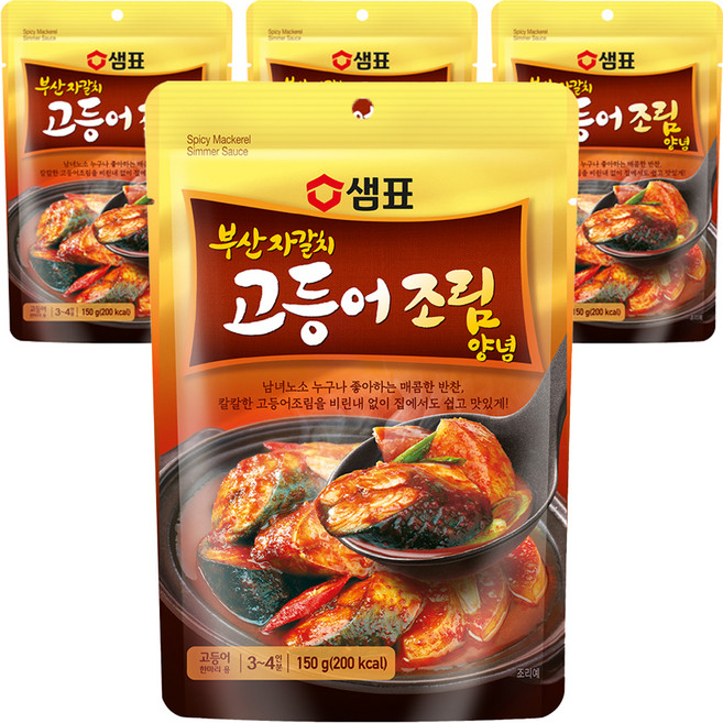샘표 부산자갈치 고등어조림 양념, 4개, 150g