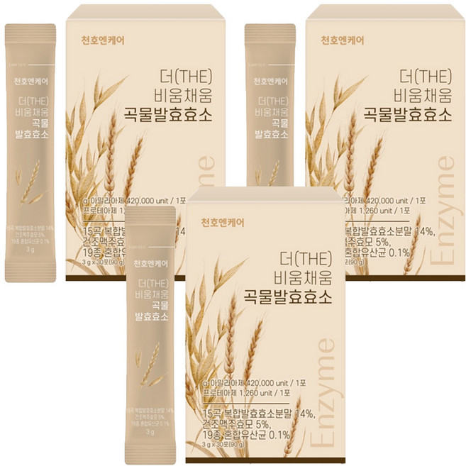 천호엔케어 더 비움채움 곡물 발효 효소 30p, 90g, 3개