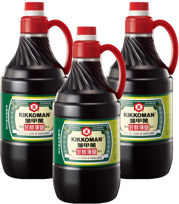 KIKKOMAN 龜甲萬 甘醇薄鹽醬油, 1.6L, 3瓶