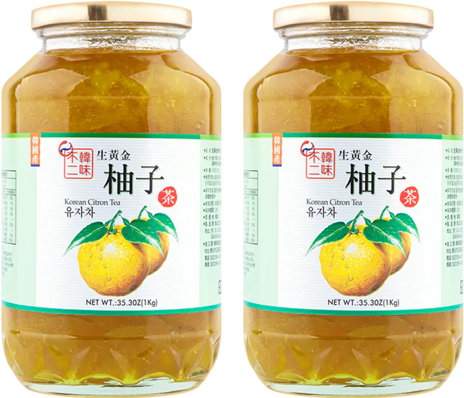 韓味不二 生黃金柚子茶, 1kg, 1入, 2罐