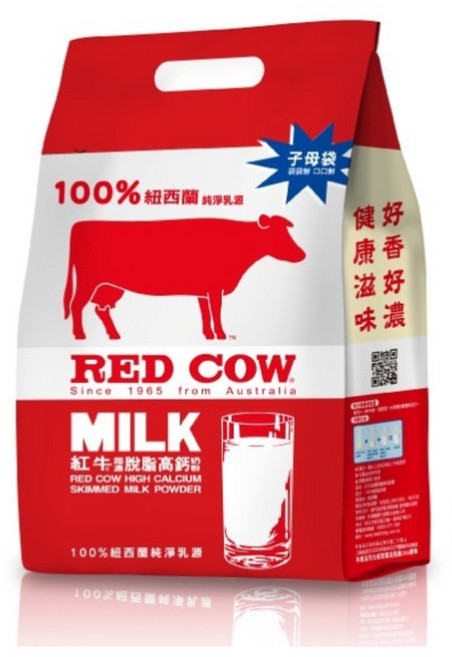 RED COW 紅牛 超濃脫脂高鈣奶粉, 2kg, 1包