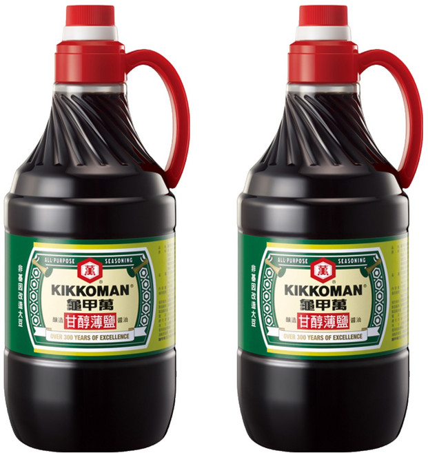 KIKKOMAN 龜甲萬 甘醇薄鹽醬油, 1.6L, 2瓶