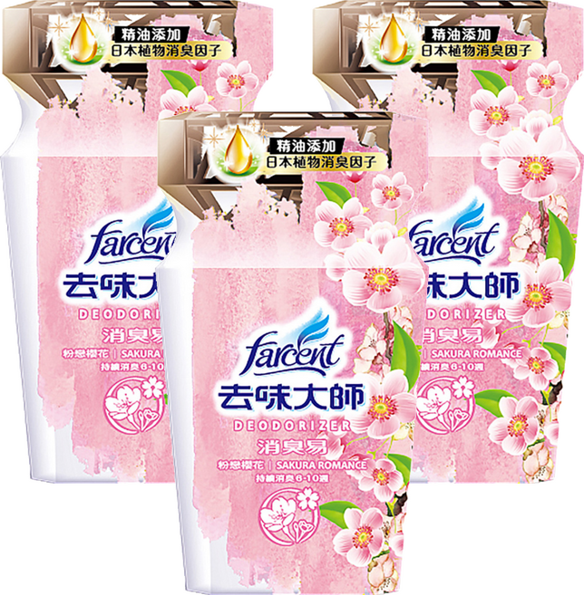 farcent 花仙子 去味大師 消臭易 粉戀櫻花, 350ml, 3瓶