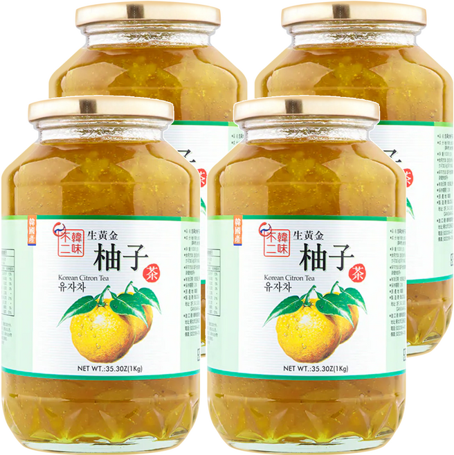韓味不二 生黃金柚子茶, 1kg, 1入, 4罐