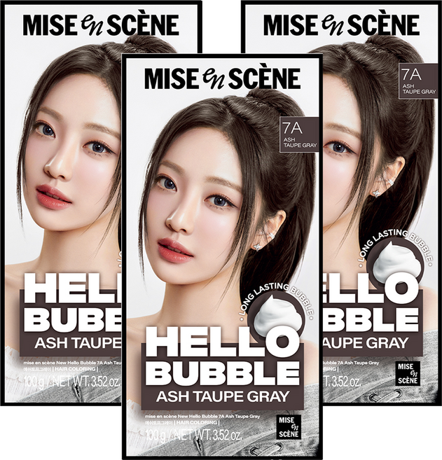 mise en scene 魅尚萱 Hello Bubble泡沫染髮劑, 7A霧灰棕, 3盒