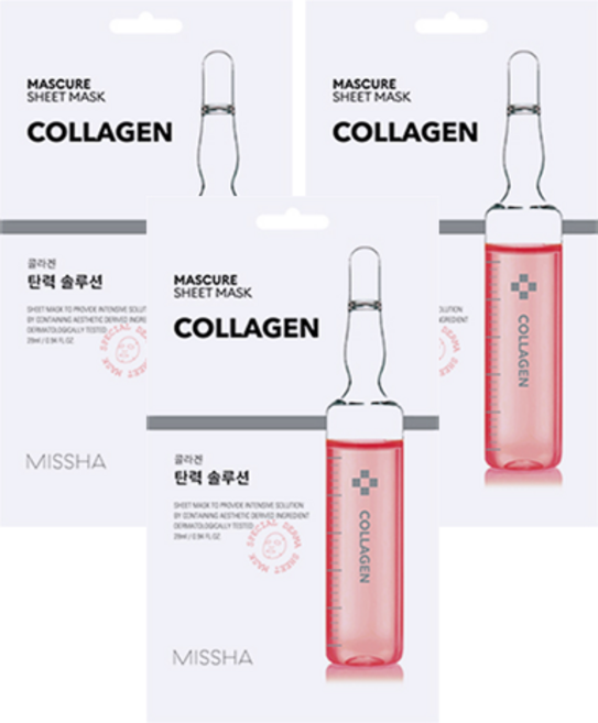 미샤 마스큐어 탄력 솔루션 콜라겐 시트 마스크, 4개, 1개입