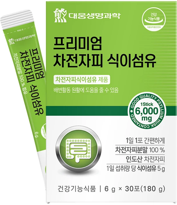 대웅생명과학 프리미엄 차전자피 식이섬유 분말스틱 30p, 180g, 1개 - 쿠팡