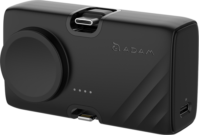 ADAM elements 亞果元素 三合一 折疊口袋行動電源 5000mAh USB-C + Lightning + Apple Watch, GRAVITY 3, 黑色