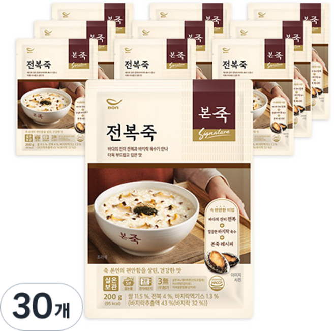 본죽 파우치형 전복죽, 200g, 30개