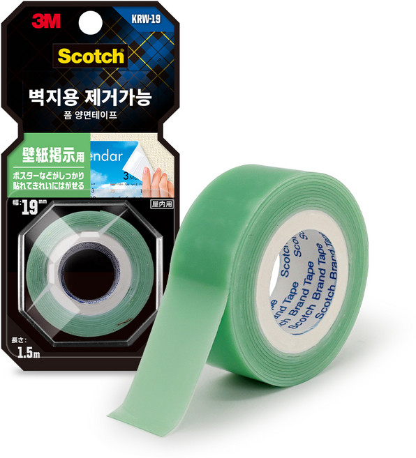 스카치 벽지용 제거가능 폼 양면 테이프 19mm x 1.5m, 1개