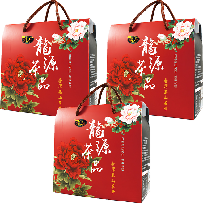 龍源茶品 鑫龍源 風味絕佳梨山烏龍茶葉禮盒, 梨山茶 150g + 烏龍茶 50g, 3盒