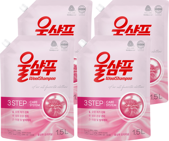 울샴푸 오리지널 리필, 1.5L, 4개