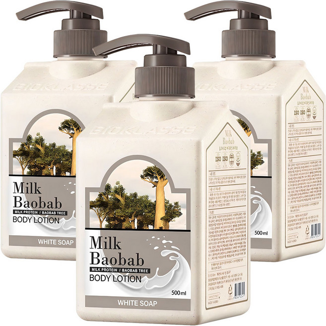밀크바오밥 바디로션 화이트솝향, 500ml, 3개