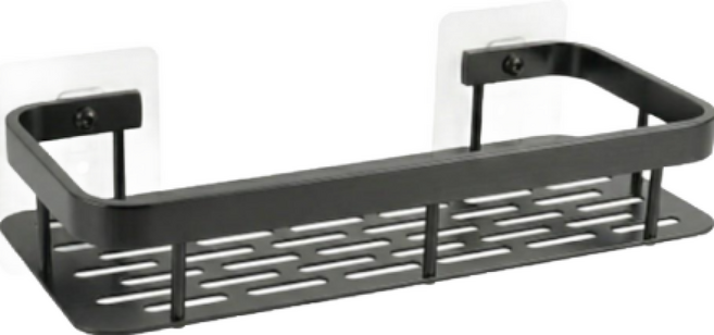 浴室置物架 加厚款四方架 無痕貼, 灰色, 1個