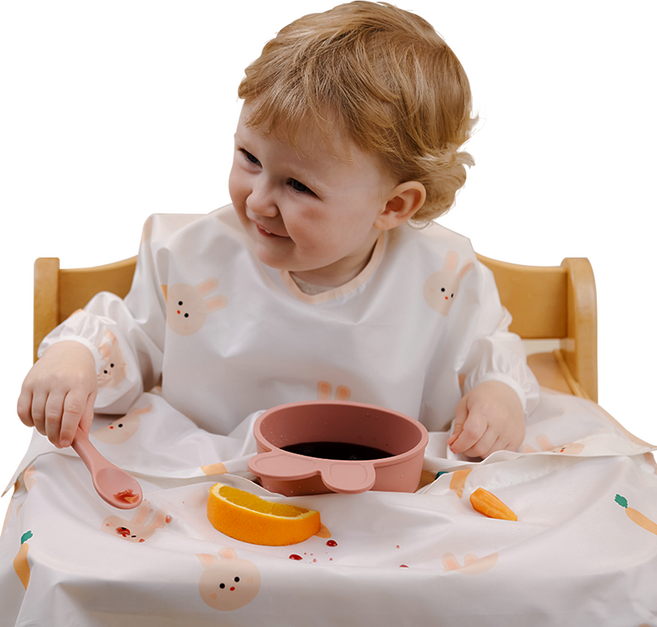 아띠래빗 이유식 방수 테이블 턱받이 긴팔 지퍼형, 아띠토끼, 1개입, 1개