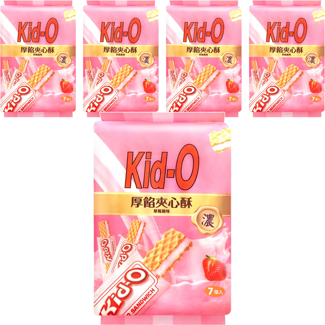 Kid-O 厚餡夾心酥 草莓風味, 91g, 5袋