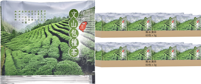 熊本清茶 坪林文山包種原片式茶包 量販家庭包, 3g, 60包, 2盒