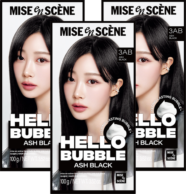 mise en scene 魅尚萱 Hello Bubble 染髮劑, 3AB煙燻黑色, 3個