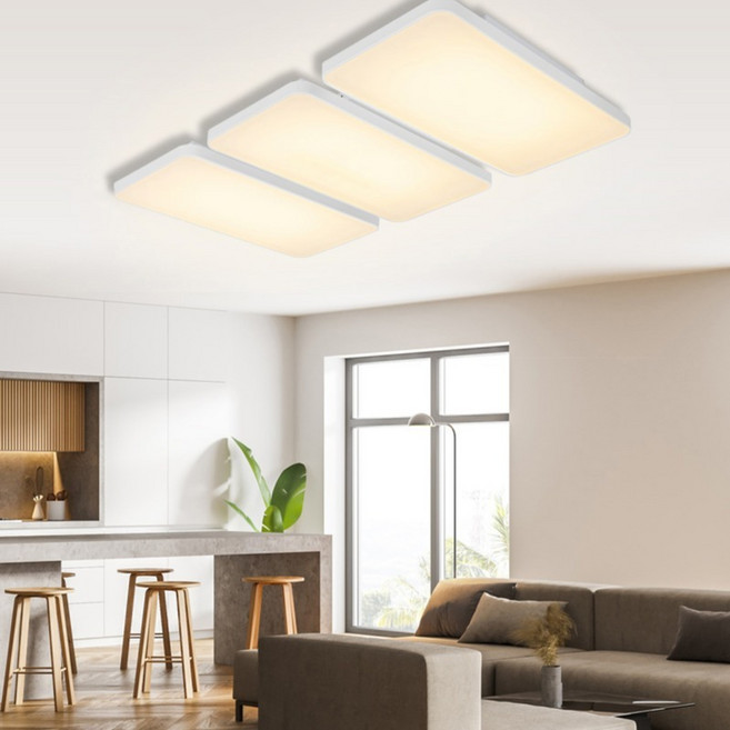 원하 LED 미러 거실 천장 조명 삼색변환 리모컨 200W 밝기조절 플리커프리, 화이트