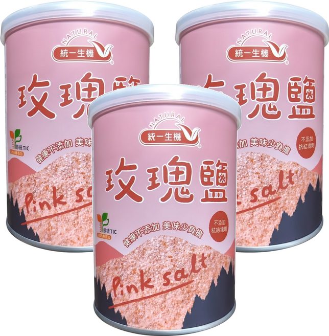 統一生機 玫瑰鹽, 600g, 3罐