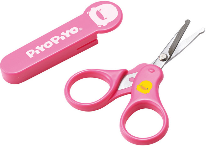 PiYOPiYO 黃色小鴨嬰幼兒指甲剪刀 安全設計軟指甲專用, 粉色, 1個
