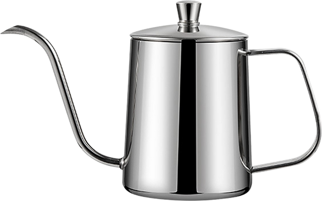 LifeShopping 不鏽鋼手沖咖啡壺 拋光銀, 壺身 + 壺蓋, 350ml, 1個