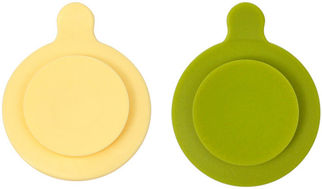 키친유 실리콘 양면 흡착판 이유식 매트 소, 오렌지 + 그린, 2개