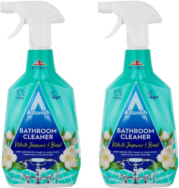 Astonish 抑菌除污浴廁清潔劑 茉莉羅勒香 消除皂垢、水垢、臭味, 750ml, 2瓶