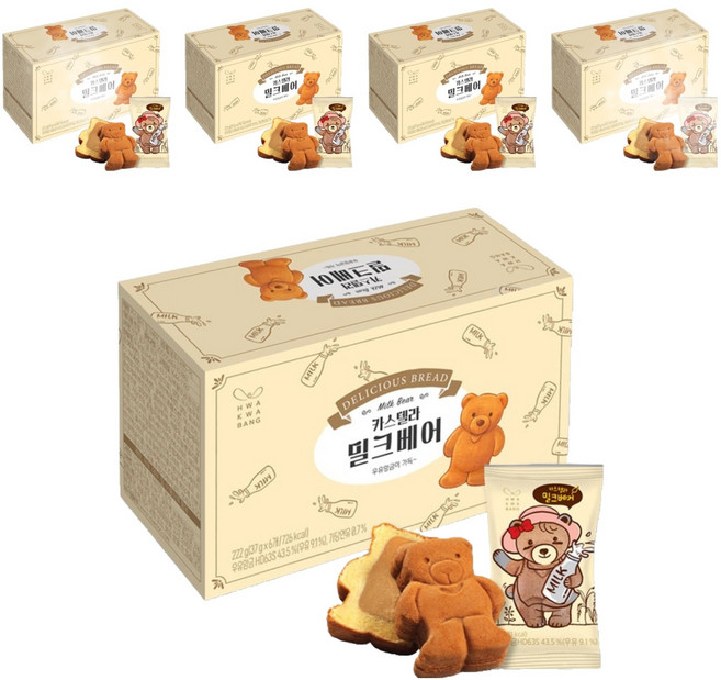 HWA KWA BANG 牛奶小熊長崎蛋糕 6入, 222g, 5個