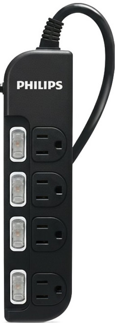 PHILIPS 飛利浦 4開4座延長線 CHP3444BA/96, 1.8m, 黑色, 1條