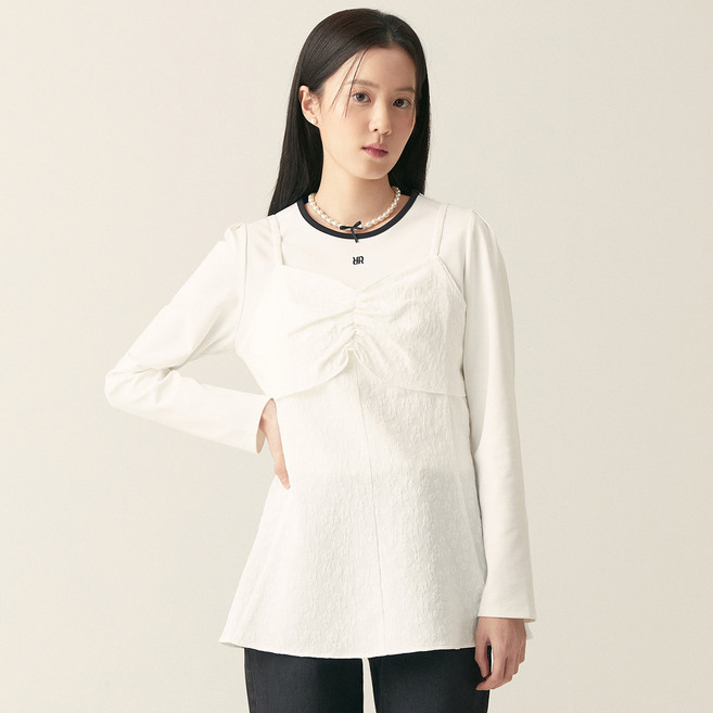 로엠 여성용 자카드 나시 블라우스