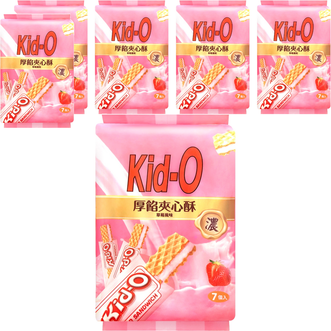 Kid-O 厚餡夾心酥 草莓風味, 91g, 6袋